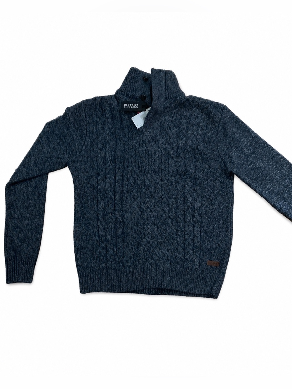 Buffalo David Bitton Men’s Large Blue Heather Mock Neck Pullover Sweater